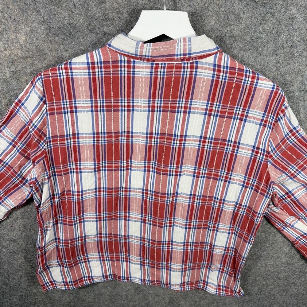 Alfred Dunner Women's‎ Red Plaid 3/4 Sleeve Button Front Top Floral Beading 18P - Picture 10 of 10